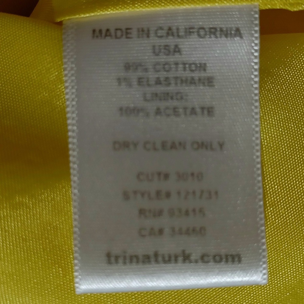 Trina Turk Yellow Textured Bow Neck Cutout Sheath Dress Size 0 Keyhole‎ Back - Picture 14 of 14